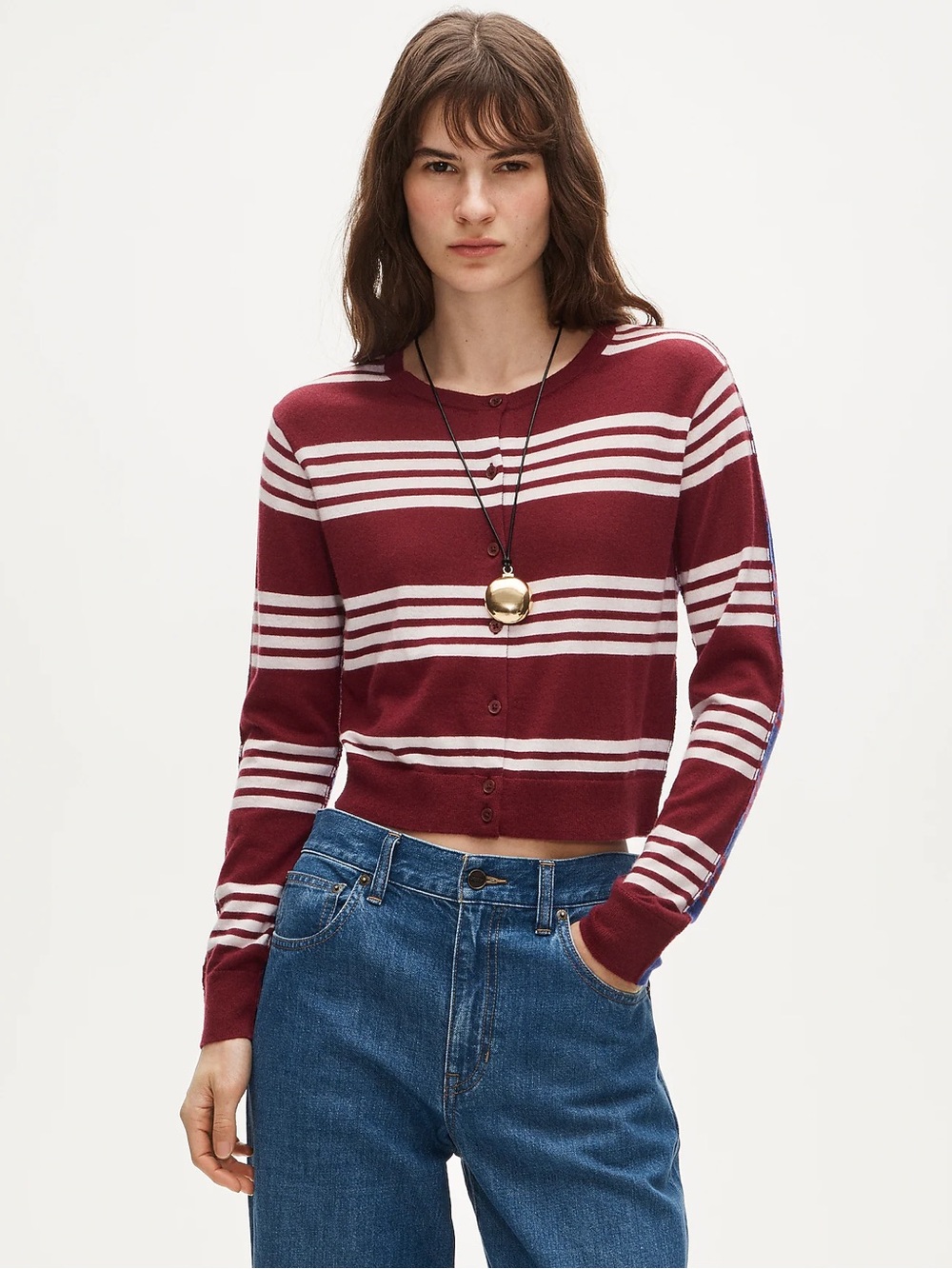 J. Crew Women's Featherweight Cashmere Cardigan in Mixed Stripe - Picture 3 of 5